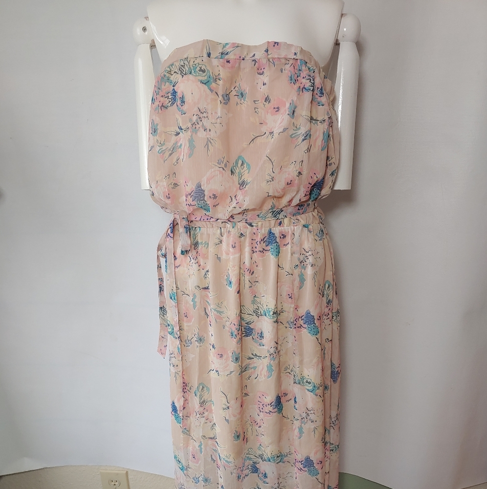 Charlotte Russe Strapless Maxi Dress w Tie Belt